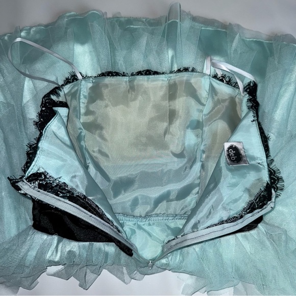 Deb Black and Green Spaghetti Strap Sundress Cocktail Juniors size small - Picture 9 of 12